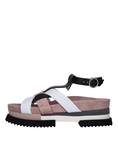 Sandali in pelle e camoscio FABI | FD7605B ALCEBIANCO-NERO-ROSA